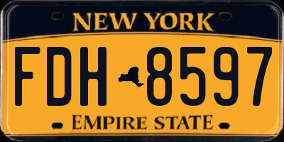 NY license plate FDH8597