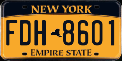 NY license plate FDH8601