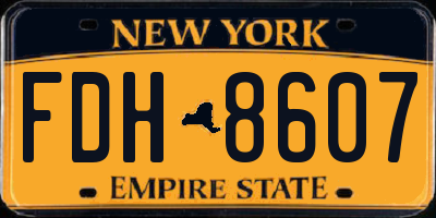 NY license plate FDH8607