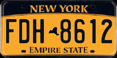 NY license plate FDH8612