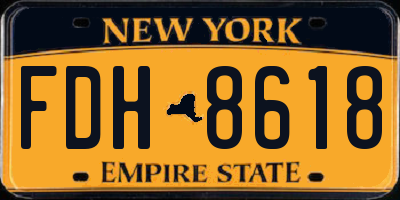 NY license plate FDH8618