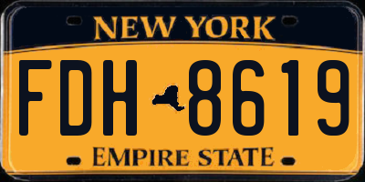 NY license plate FDH8619