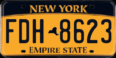 NY license plate FDH8623