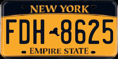 NY license plate FDH8625