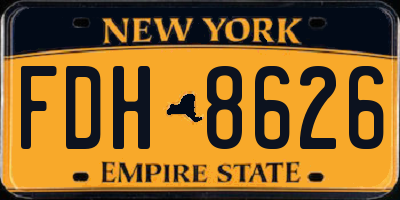NY license plate FDH8626