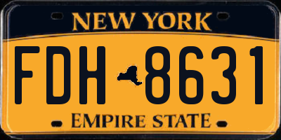 NY license plate FDH8631