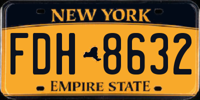 NY license plate FDH8632