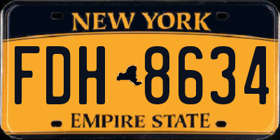 NY license plate FDH8634
