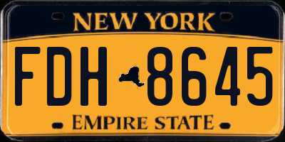 NY license plate FDH8645