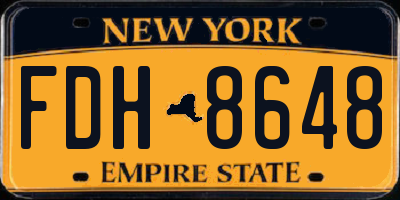 NY license plate FDH8648