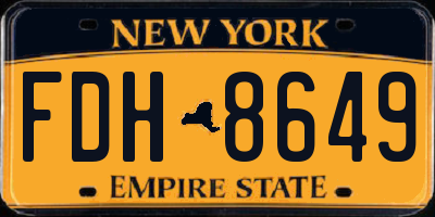 NY license plate FDH8649