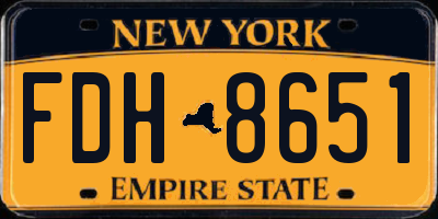 NY license plate FDH8651