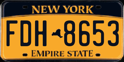 NY license plate FDH8653