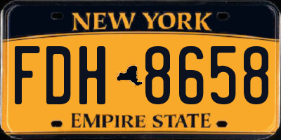 NY license plate FDH8658