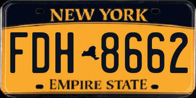 NY license plate FDH8662