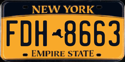 NY license plate FDH8663