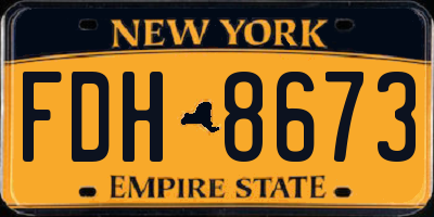 NY license plate FDH8673