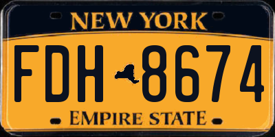 NY license plate FDH8674