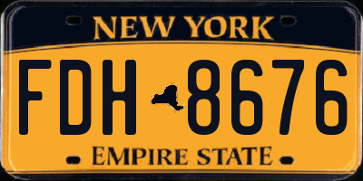NY license plate FDH8676