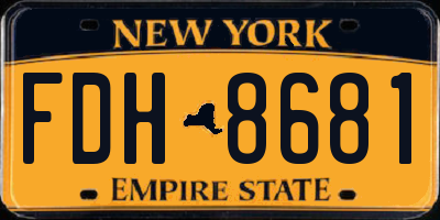 NY license plate FDH8681