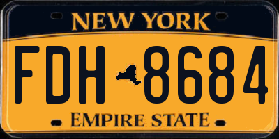 NY license plate FDH8684