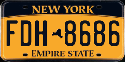 NY license plate FDH8686