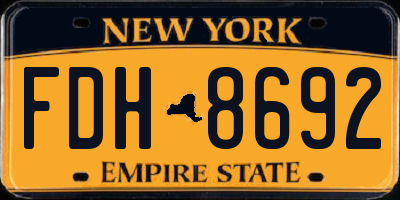 NY license plate FDH8692