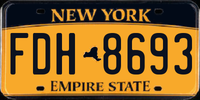 NY license plate FDH8693