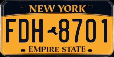 NY license plate FDH8701