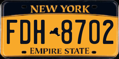 NY license plate FDH8702