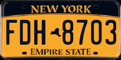 NY license plate FDH8703