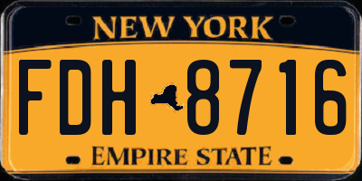 NY license plate FDH8716