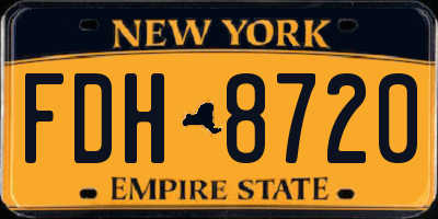 NY license plate FDH8720