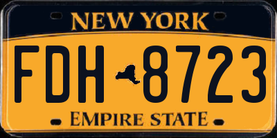 NY license plate FDH8723