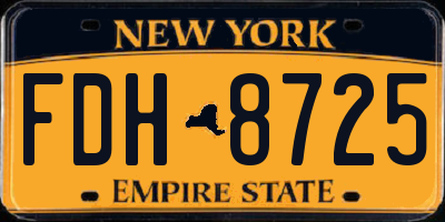 NY license plate FDH8725
