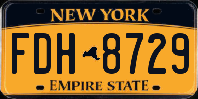 NY license plate FDH8729