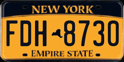 NY license plate FDH8730