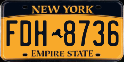 NY license plate FDH8736