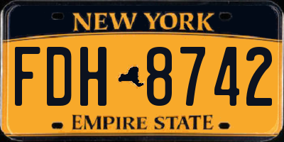 NY license plate FDH8742