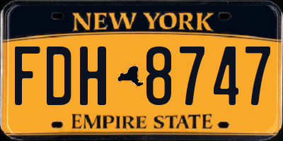 NY license plate FDH8747