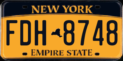 NY license plate FDH8748