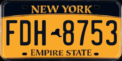 NY license plate FDH8753