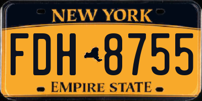 NY license plate FDH8755