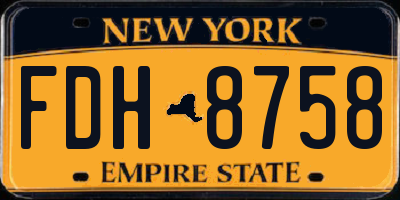 NY license plate FDH8758