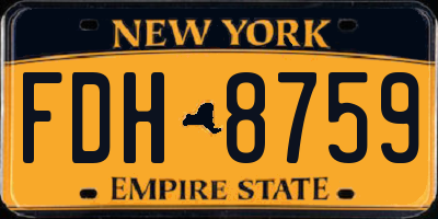 NY license plate FDH8759
