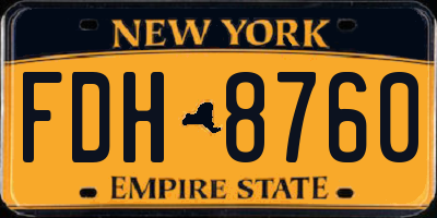 NY license plate FDH8760