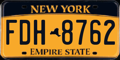 NY license plate FDH8762