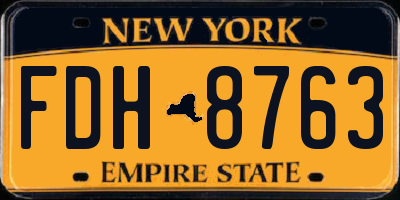 NY license plate FDH8763