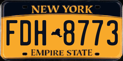 NY license plate FDH8773