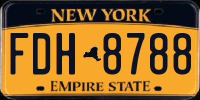 NY license plate FDH8788